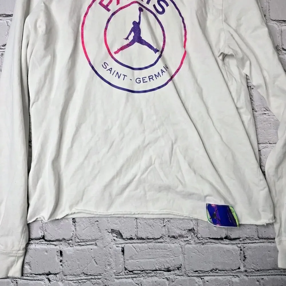 Nike Air Jordan Paris Saint Germain Long Sleeve Cropped Tshirt‎ PSG Size Large